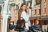 Женский кожаный рюкзак-сумка коричневого цвета с тиснением под кожу крокодила Tiding Bag - 94076, фото 7