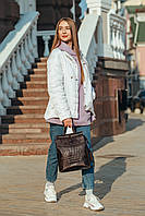 Коричневый женский рюкзак из натуральной кожи с тиснением Tiding Bag - 98398, фото 4