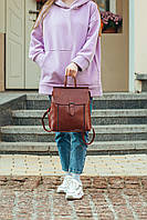 Жіночий багатофункціональний шкіряний рюкзак коричневого кольору Olivia Leather - 34376, фото 3