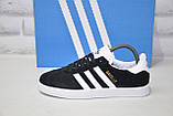 Замшевые черные кроссовки/кеды Adidas gazelle (адидас газель) размеры в наличии (37-41), фото 2