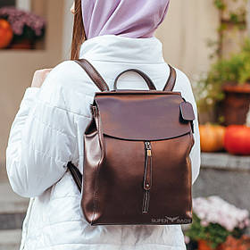 Жіночий міський рюкзак з натуральної шкіри Бронзовий Tiding Bag - 29307
