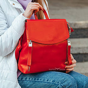Жіночий червоний міський рюкзак з натуральної шкіри Tiding Bag - 29957