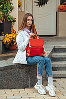 Женский красный городской рюкзак из натуральной кожи Tiding Bag - 29957, фото 2