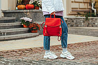 Женский красный городской рюкзак из натуральной кожи Tiding Bag - 29957, фото 6