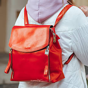 Жіночий червоний рюкзак-сумка з натуральної шкіри Tiding Bag - 26552