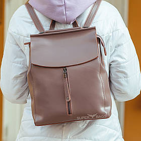 Жіночий рюкзак-сумка з натуральної шкіри пудровий від Olivia Leather NWBP - 43291