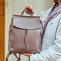 Женский рюкзак-сумка из натуральной кожи пудровый от Olivia Leather NWBP - 43291, фото 2