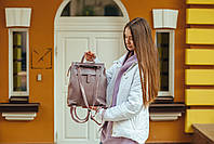 Женский рюкзак-сумка из натуральной кожи пудровый от Olivia Leather NWBP - 43291, фото 6