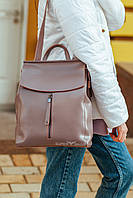 Женский рюкзак-сумка из натуральной кожи пудровый от Olivia Leather NWBP - 43291, фото 7