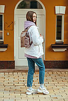 Женский рюкзак-сумка из натуральной кожи пудровый от Olivia Leather NWBP - 43291, фото 8
