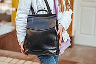 Женский рюкзак-сумка черного цвета из натуральной кожи Tiding Bag - 24094, фото 7