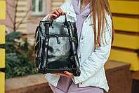 Женский рюкзак-сумка черного цвета из натуральной кожи Tiding Bag - 24094, фото 6