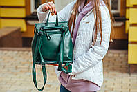 Смарагдовий жіночий рюкзак-трансформер з натуральної шкіри Olivia Leather NWBP - 28867, фото 5