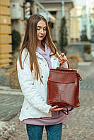 Жіночий коричневий міський рюкзак з натуральної шкіри Tiding Bag - 28899, фото 3
