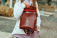 Жіночий коричневий міський рюкзак з натуральної шкіри Tiding Bag - 28899, фото 4