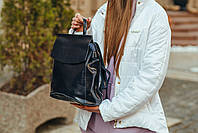 Женский черный кожаный городской рюкзак-сумка Tiding Bag - 27418, фото 7