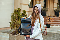 Женский черный кожаный городской рюкзак-сумка Tiding Bag - 27418, фото 8