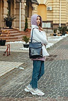 Женский черный кожаный городской рюкзак-сумка Tiding Bag - 27418, фото 5