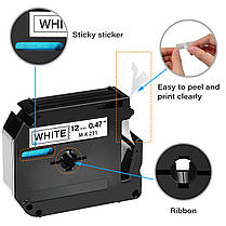 Лента для принтера этикеток Brother Genuine P-Touch MK221 black on white 9 mm 8 m, фото 2