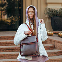 Бордовый женский рюкзак из натуральной кожи Tiding Bag - 54451, фото 9