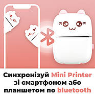 Портативный детский принтер JETIX Mini printer с термопечатью Pink и набором термобумаги, фото 8