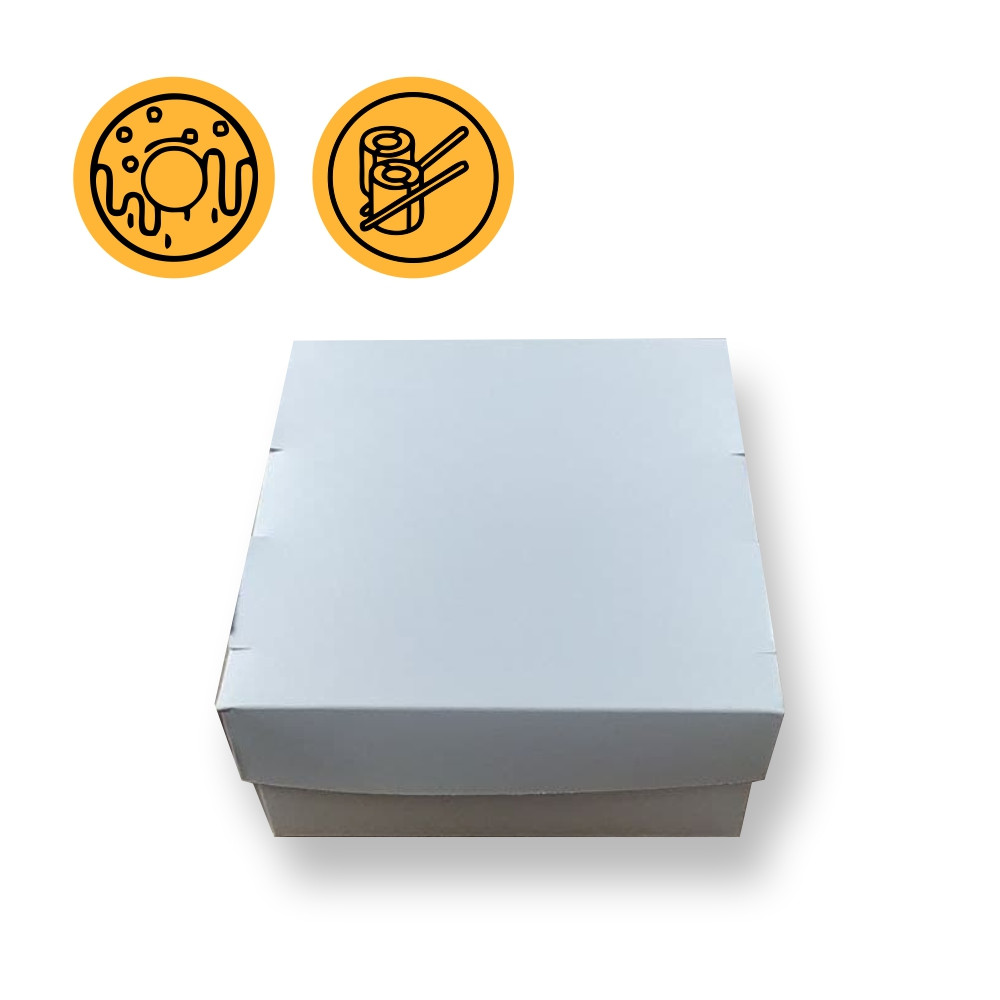 Коробка під суші і роли біла 100*100*50 мм квадратна самозбираюча з 2х частин