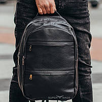 Чоловічий шкіряний рюкзак Tiding Bag 43233 чорний, фото 2