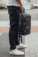 Чоловічий шкіряний рюкзак Tiding Bag 43233 чорний, фото 4