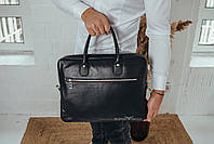 Ділова чоловіча сумка з натуральної шкіри Tiding Bag 271512 Чорна, фото 3