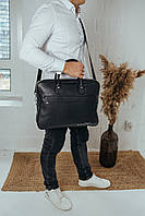 Ділова чоловіча сумка з натуральної шкіри Tiding Bag 271512 Чорна, фото 7