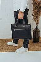 Мужская кожаная сумка для ноутбука и документов Vintage черная 152105, фото 9