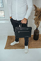 Чоловіча шкіряна сумка для ноутбука і документів Vintage чорна 152104, фото 3