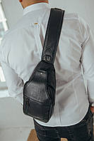 Черный мужской кожаный слинг TidinBag - MK 57313, фото 4