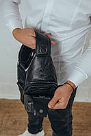 Черный мужской кожаный слинг TidinBag - MK 57313, фото 9