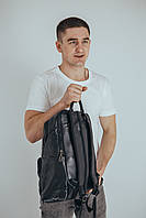 Мужской кожаный рюкзак Tiding Bag 21732 черный, фото 3