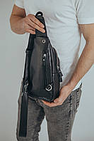 Черный мужской кожаный слинг TidinBag - MK 514321, фото 4