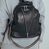 Женский вместительный черный рюкзак-сумка из натуральной кожи Tiding Bag - 42341, фото 6
