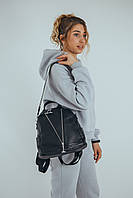 Женский вместительный черный рюкзак-сумка из натуральной кожи Tiding Bag - 42341, фото 2