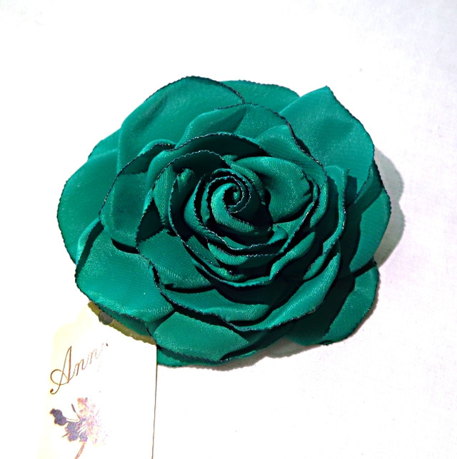 Брошь квітка з шовкової тканини ручної роботи Троянда зелена-купити-в інтернет-магазині AnnaRose