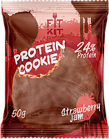 Протеиновое печенье в шоколадной глазури Fit Kit Клубничный Джем (50 грамм)