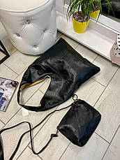 Шопер 2в1 Fashion двосторонній з клатчем чорний-беж, фото 3