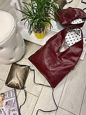 Шопер 2в1 Fashion двосторонній з клатчем бордо-бронза, фото 2