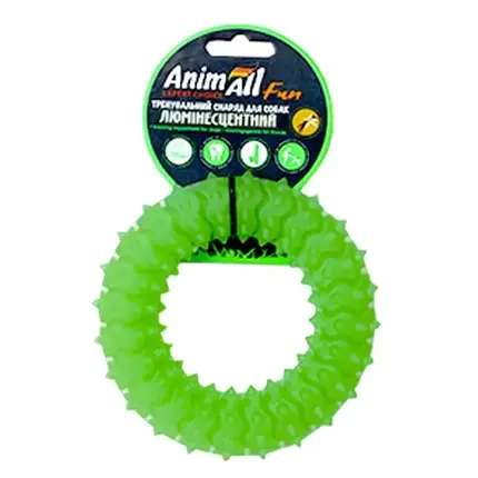Игрушка AnimAll Fun кольцо с шипами для собак, люминесцентная, 12 см, зеленая, фото 2
