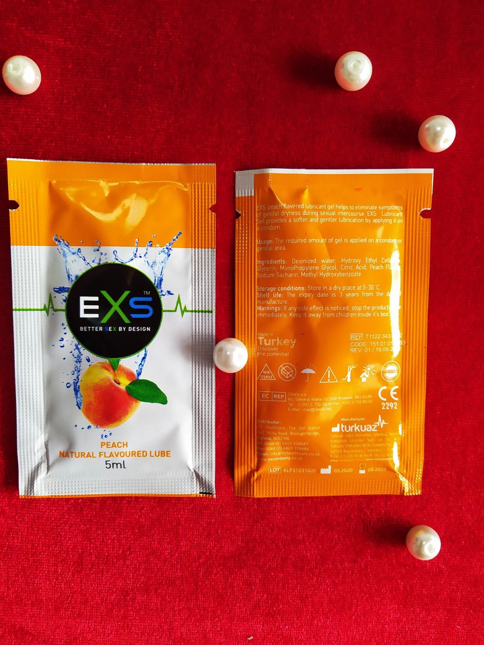 Гель-лубрикант  EXS 3 в1 с ароматом и вкусом Персика 5 ml