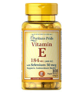 Витамин Е с селеном Puritan's Pride Vitamin E- 184 mg 400 IU with Selenium 50 mcg 100 softgels