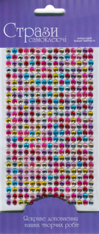 Самоклеючі стрази мікс кольорів 375 штук діаметр 5 мм Rosa Talent, 46311