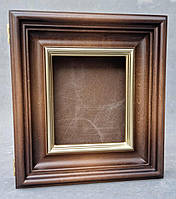 Рівний кіот для ікони з внутрішньою дерев'яною рамою і штапиком під золото, фото 3