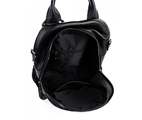 Жіночий шкіряний міський рюкзак. Рюкзак жіночий молодіжний чорний, фото 10