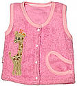 Тёплый костюм на девочку рост 74 6-9 мес для малышей ребёнка детей комплект детский махровый розовый, фото 2