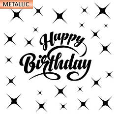 Наклейка на шар 18" металлик - Happy Birthday